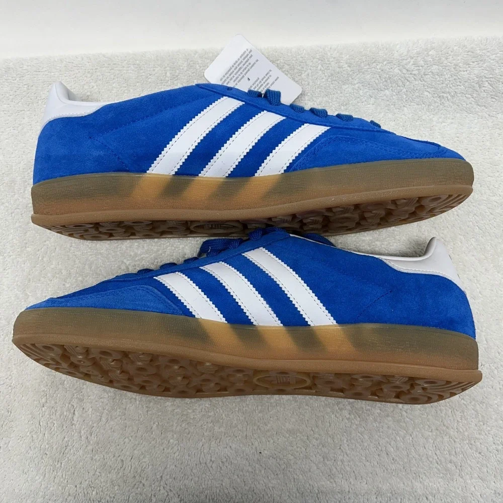 Adidas Mens Size 9 W's 10.5 Blue Bird/Cloud White/Gum Sole Gazelle Indoor Shoes